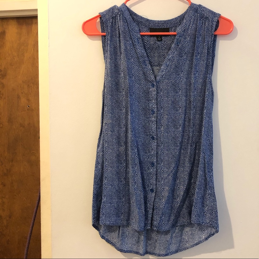 Cynthia Rowley Dotted Button Down Sleeveless Top